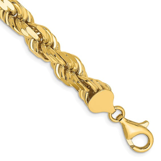 14k solid yellow gold 8mm diamond cut rope bracelet anklet choker necklace pendant chain