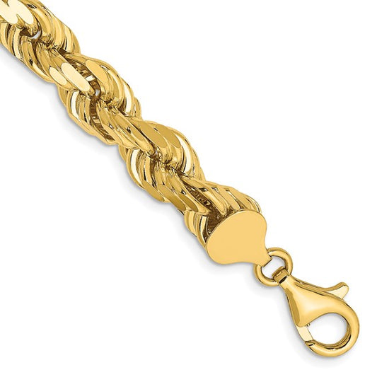 14k solid yellow gold 8mm diamond cut rope bracelet anklet choker necklace pendant chain
