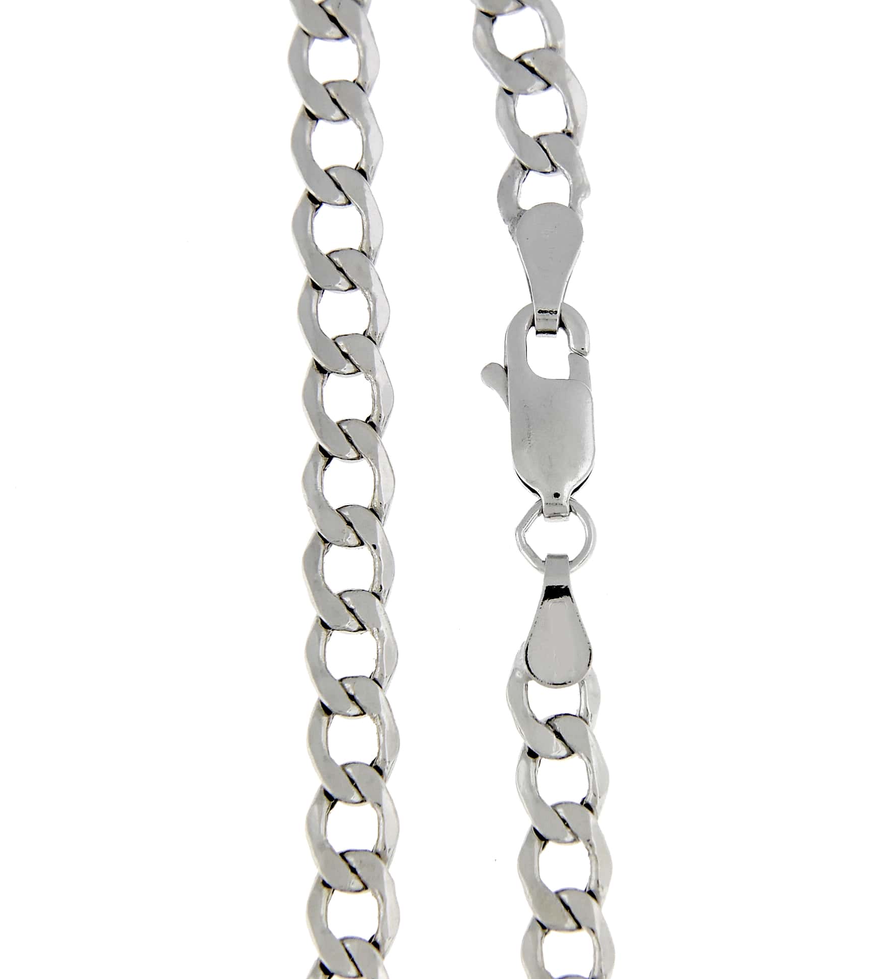 14K White Gold 4.3mm Curb Bracelet Anklet Choker Necklace Pendant Chain