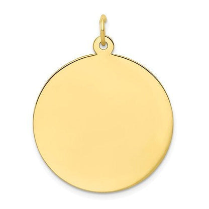 10k yellow gold 24mm round circle disc pendant charm personalized monogram engraved