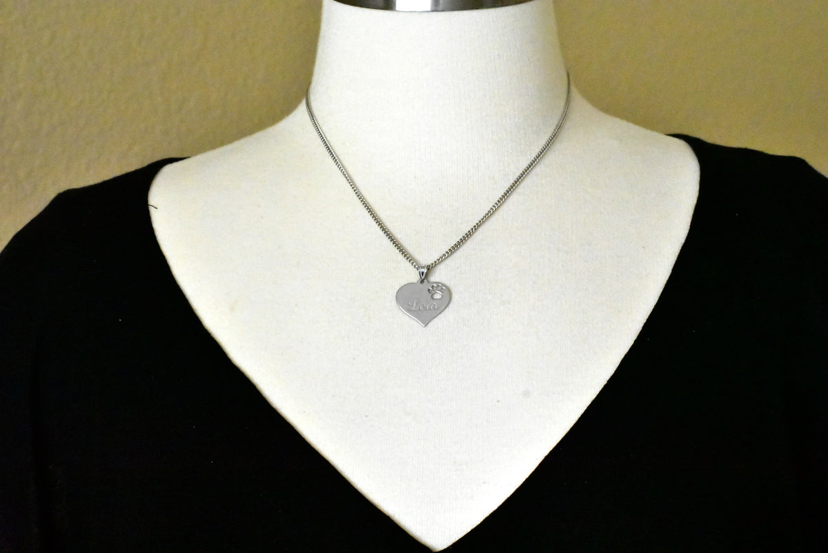 14k 10k yellow rose white gold or sterling silver paw print cut out personalized pendant charm