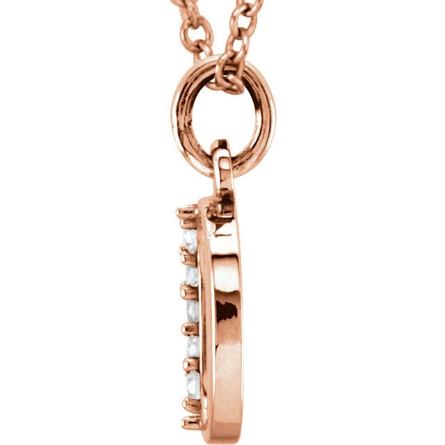14k yellow rose white gold .03 ctw diamond tiny petite lowercase letter o initial alphabet pendant charm necklace