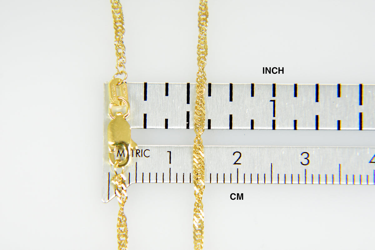 10k yellow gold 1.7mm singapore twisted bracelet anklet choker necklace pendant chain
