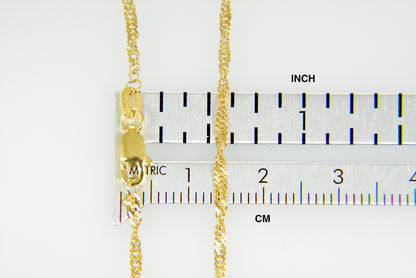 10k yellow gold 1.7mm singapore twisted bracelet anklet choker necklace pendant chain
