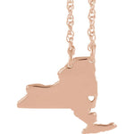 Afbeelding in Gallery-weergave laden, 14k Gold 10k Gold Silver New York NY State Map Necklace Heart Personalized City
