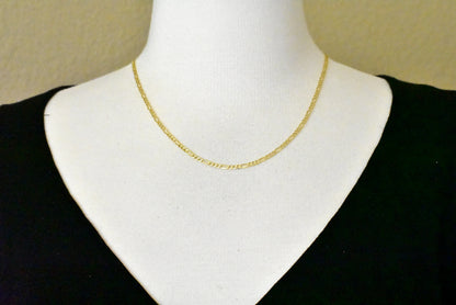 14k yellow gold 2.5mm lightweight figaro bracelet anklet choker necklace chain