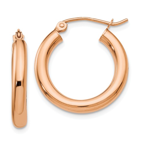 14k rose gold classic round hoop earrings 19mm x 3mm
