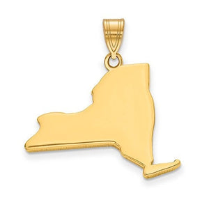 14k gold or sterling silver new york  ny state map pendant charm personalized monogram