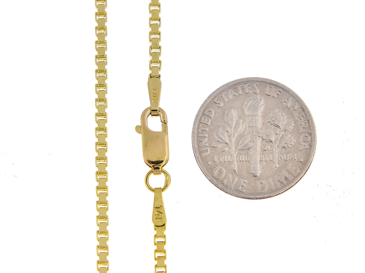 14k yellow gold 1.9mm box bracelet anklet choker necklace pendant chain