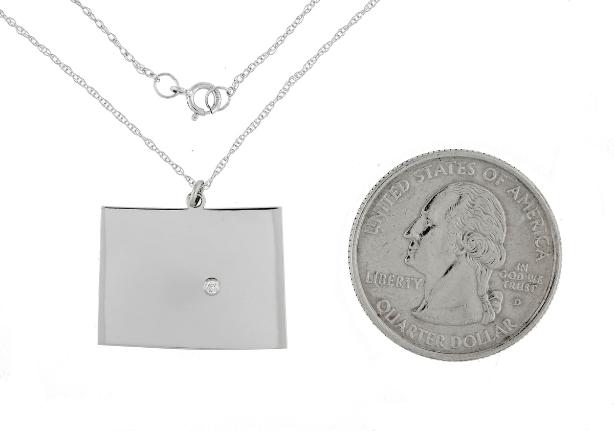 14k 10k yellow rose white gold diamond silver colorado co state map personalized city necklace