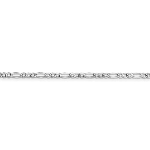 14k white gold 2.5mm lightweight figaro bracelet anklet choker necklace pendant chain