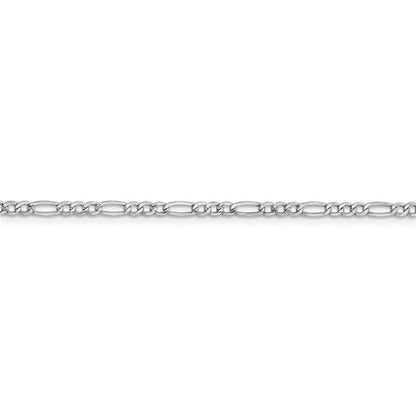 14k white gold 2.5mm lightweight figaro bracelet anklet choker necklace pendant chain