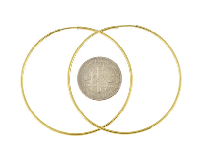 14k yellow gold extra large endless round hoop earrings 45mm x 1.25mm