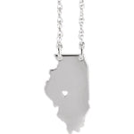 Ladda upp bild till gallerivisning, 14k Gold 10k Gold Silver Illinois State Map Necklace Heart Personalized City
