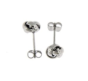 14k white gold 7mm classic love knot post earrings