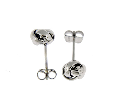 14k white gold 7mm classic love knot post earrings