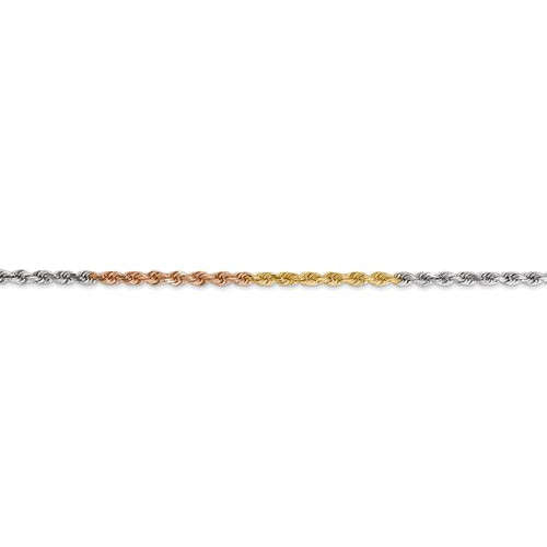 14k yellow white rose gold tri color 2.5mm diamond cut rope bracelet anklet choker necklace chain