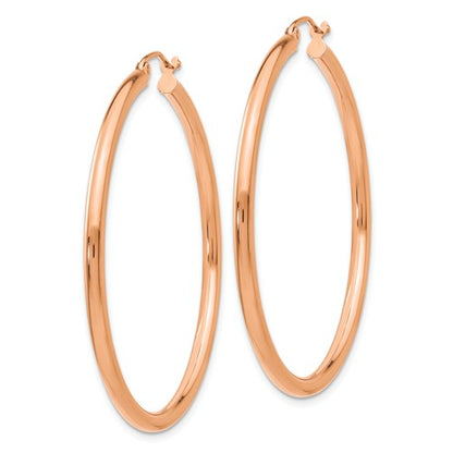 14k rose gold classic round hoop earrings 44mm x 2.5mm