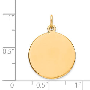 10K Yellow Gold 18mm Round Disc Pendant Charm Personalized Monogram Engraved