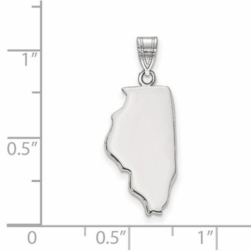 14K Gold or Sterling Silver Illinois IL State Map Pendant Charm Personalized Monogram
