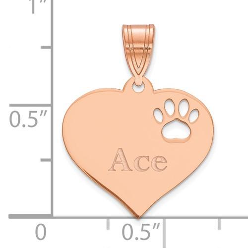 14k 10k yellow white gold or sterling silver paw print cut out personalized pendant charm