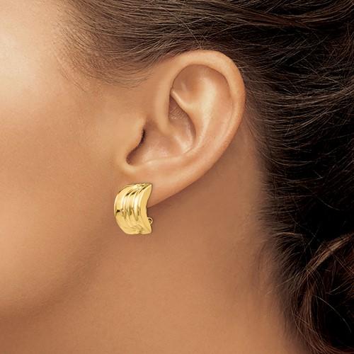 14k yellow gold non pierced clip on j hoop earrings