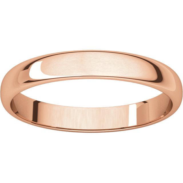 14k rose gold 3mm wedding anniversary promise ring band half round light