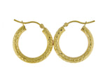Carregar imagem no visualizador da galeria, 14K Yellow Gold Diamond Cut Classic Round Hoop Earrings 19mm x 3mm
