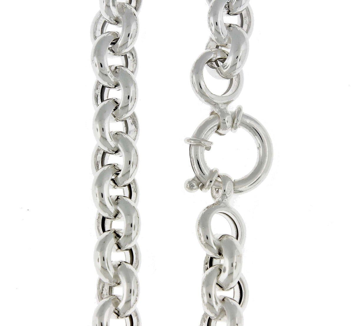 sterling silver 8mm fancy link rolo bracelet chain spring ring clasp 8 inches