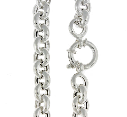 sterling silver 8mm fancy link rolo bracelet chain spring ring clasp 8 inches