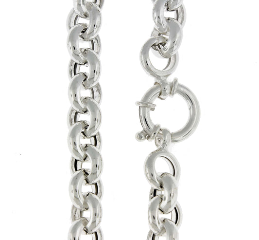 sterling silver 8mm fancy link rolo bracelet chain spring ring clasp 8 inches