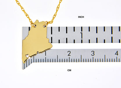 14k gold 10k gold silver maine state map necklace heart personalized city