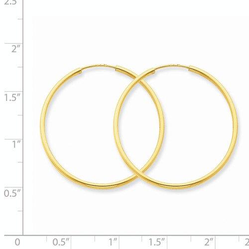 14k Yellow Gold Classic Endless Round Hoop Earrings 30mm x 1.5mm