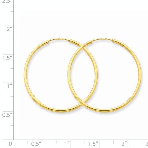 14k yellow gold classic endless round hoop earrings 30mm x 1.5mm