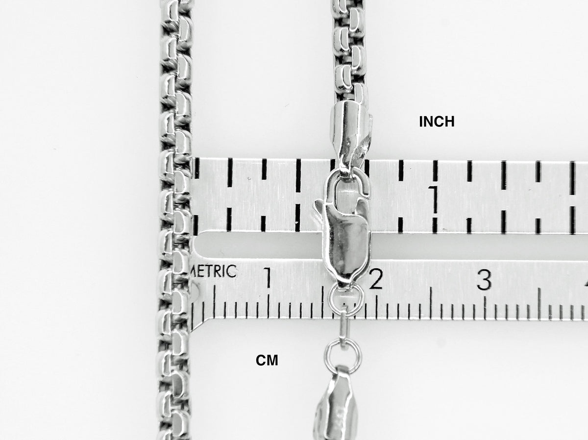 14k white gold 3.6mm round box bracelet anklet choker necklace pendant chain lobster clasp