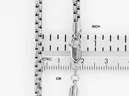 14k white gold 3.6mm round box bracelet anklet choker necklace pendant chain lobster clasp