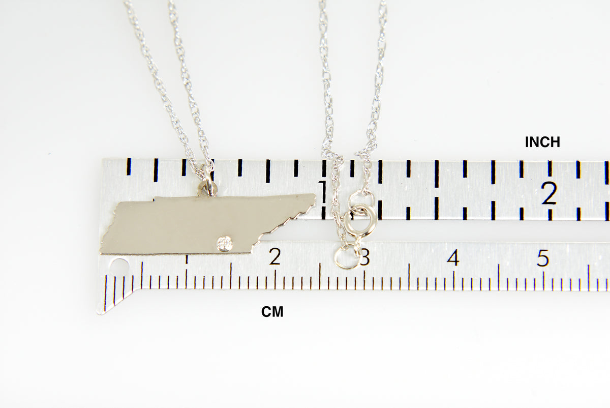 14k 10k yellow rose white gold diamond silver tennessee tn state map personalized city necklace