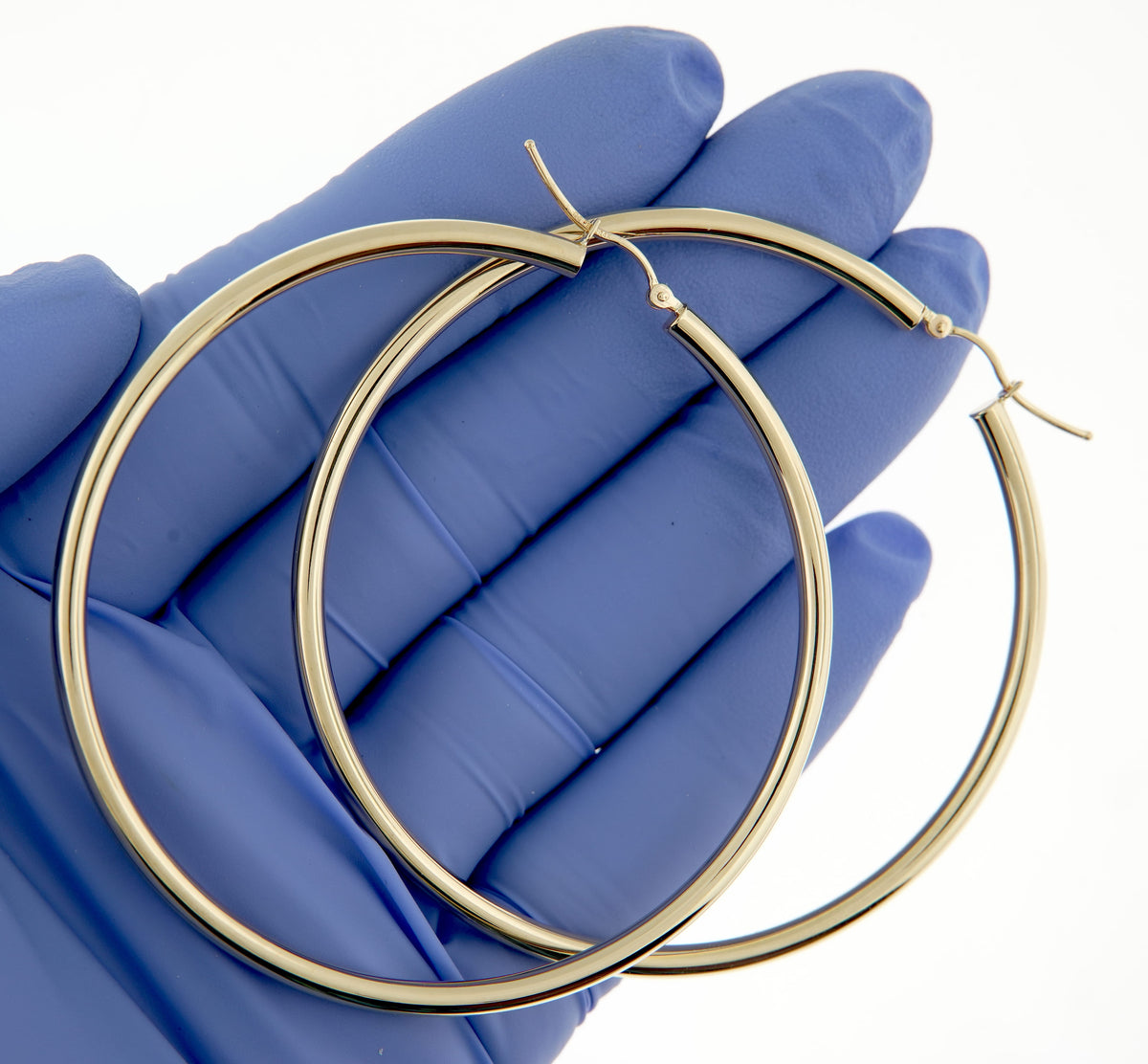 14k yellow gold classic round large hoop earrings 64mm x 3mm