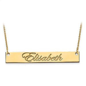 14k 10k gold sterling silver large name bar nameplate necklace personalized