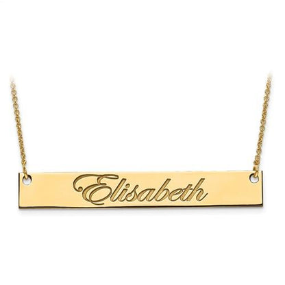 14k 10k gold sterling silver large name bar nameplate necklace personalized