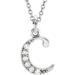 Load image into Gallery viewer, 14K Yellow Rose White Gold .03 CTW Diamond Tiny Petite Lowercase Letter C Initial Alphabet Pendant Charm Necklace
