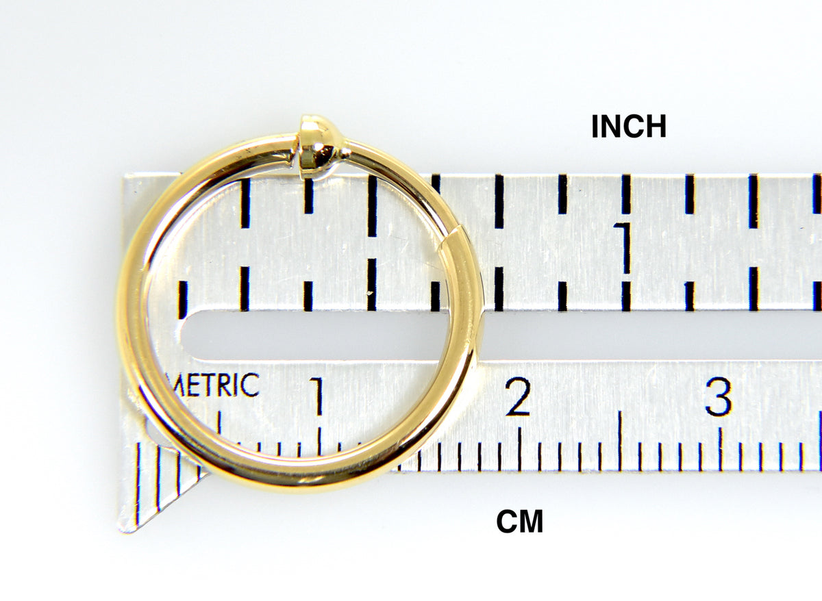 14k yellow gold hoop non pierced clip on endless round hoop earrings 19mm x 2mm