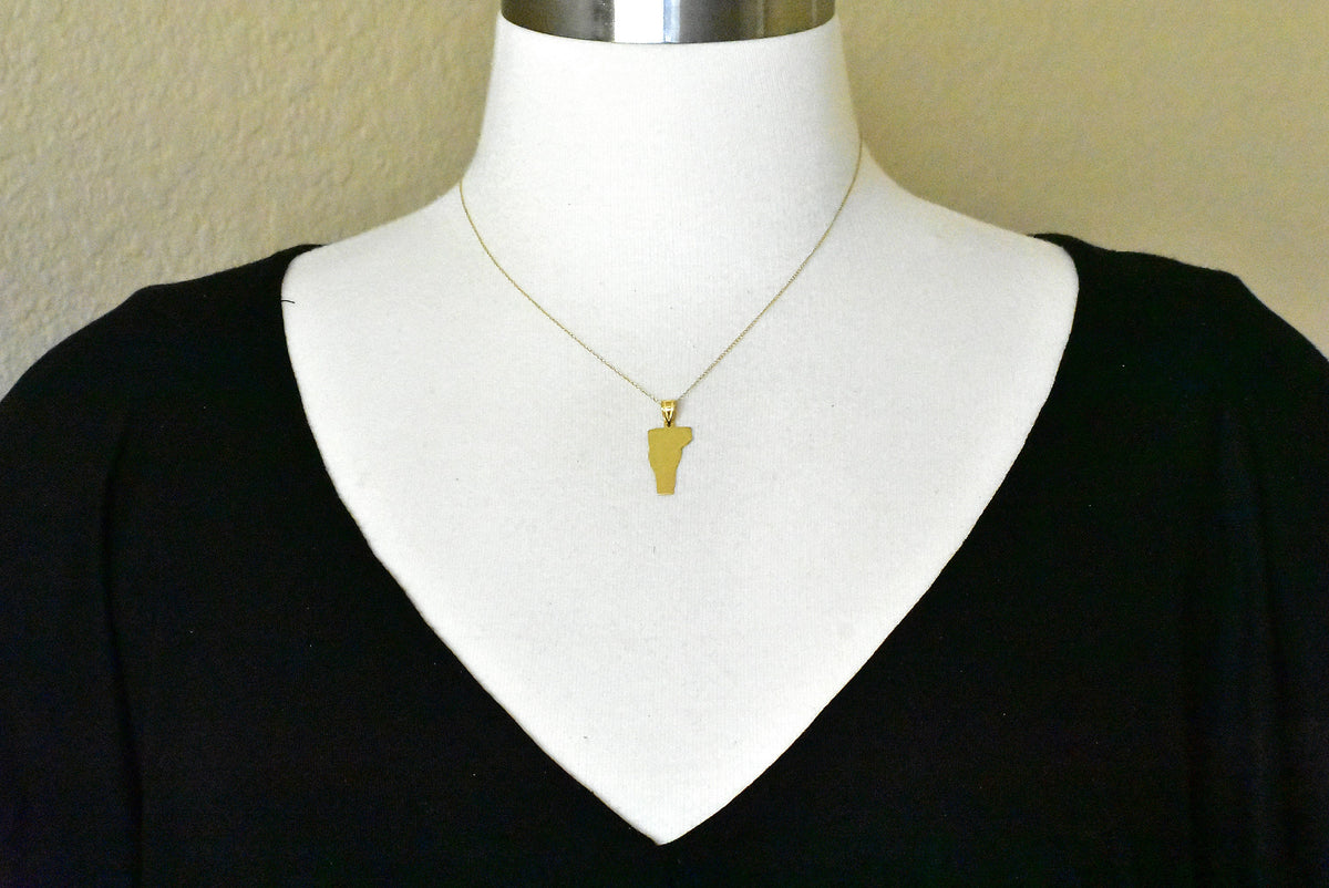 14k gold or sterling silver vermont vt state map pendant charm personalized monogram
