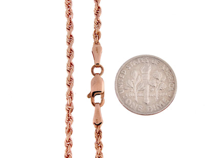 14k rose gold 2.5mm diamond cut rope bracelet anklet necklace pendant choker chain