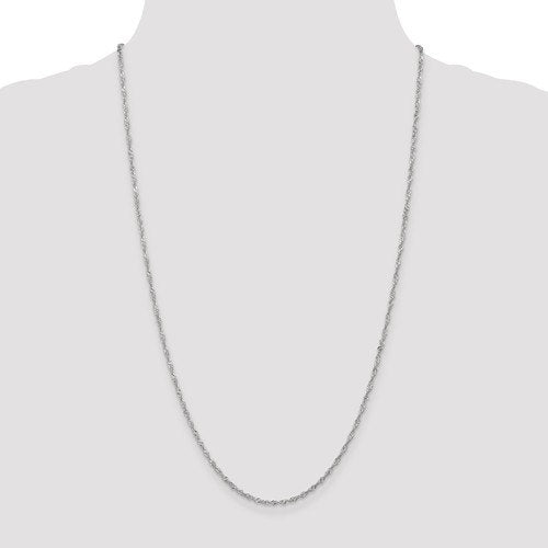 14k white gold 1.7mm singapore twisted bracelet anklet choker necklace pendant chain