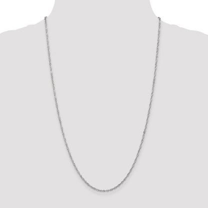 14k white gold 1.7mm singapore twisted bracelet anklet choker necklace pendant chain