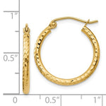 Load image into Gallery viewer, 14k Yellow Gold Diamond Cut Classic Round Hoop Earrings 20mm x 2mm
