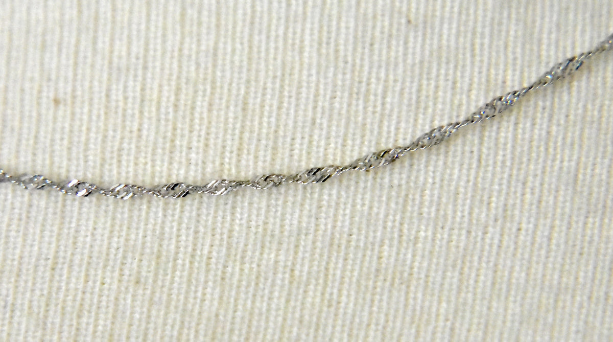 14k white gold 1mm singapore twisted bracelet anklet  choker necklace pendant chain spring ring clasp