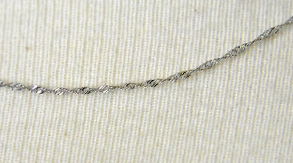14k white gold 1mm singapore twisted bracelet anklet  choker necklace pendant chain spring ring clasp