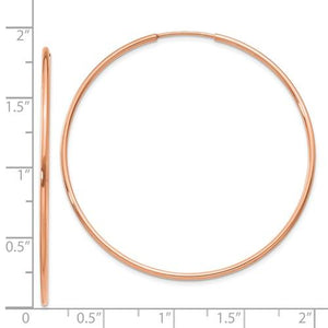 14k Rose Gold Classic Endless Round Hoop Earrings 44mm x 1.25mm
